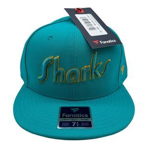 NWT Men's Fanatics San Jose Sharks Reverse Retro NHL Hockey Fitted Hat Cap 7 5/8